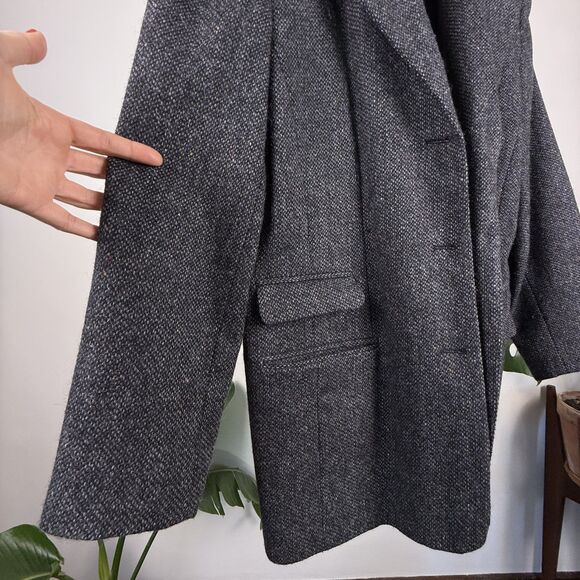 Vintage 80s 90s Wool Tweed Oversized Blazer Gray Donegal Style - Picture 6 of 14